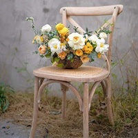 Chaise de salle à manger en bois massif avec dossier en X et structure en bois pour mariages, événements, salons, appartements, ateliers - Prix de gros