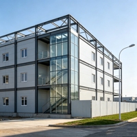Bâtiment d'appartements moderne à structure en acier multi-niveaux, plateforme de mezzanine, double étage, construction intégrée, solution complète