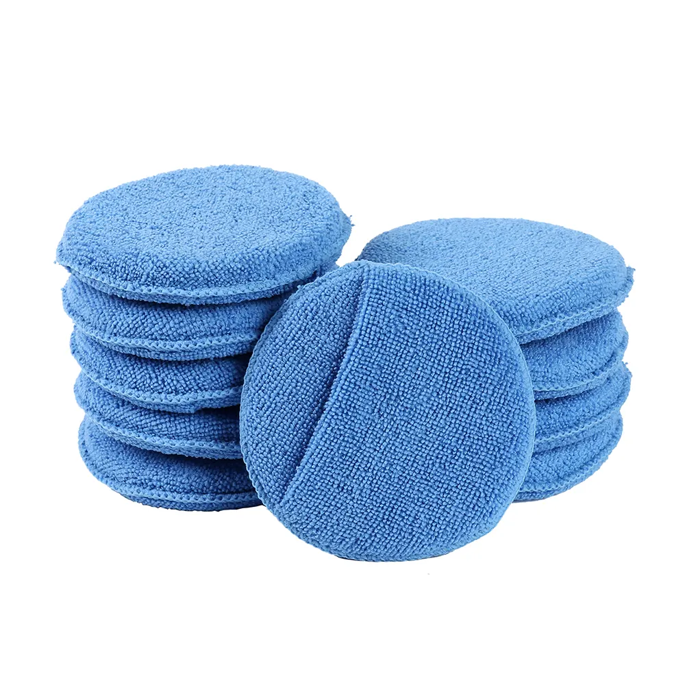 5Inch Microfiber Round Foam Sponge With Pocket Polish Wax Applicator Pads Car Home Cleaning Pad Auto Polishing Accessories