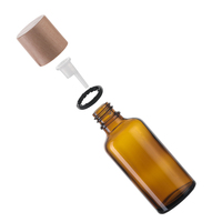 Bouteilles en verre pour cosmétiques, parfums et huiles essentielles avec couvercle en bois, flacon en verre ambré, étiquette privée, emballage pour soins de la peau et nettoyants pour le visage