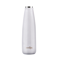 Bouteille d'eau de qualité supérieure, fabriquée en usine, double paroi sous vide, en acier inoxydable 304, peinture caoutchoutée, 500 ml, avec poignée en silicone