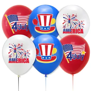 12 inç bağımsızlık günü amerikan bayrağı parti kutluyor kırmızı mavi ve beyaz baskılı lateks balon süslemeleri