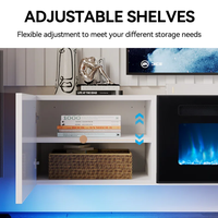Meuble TV mural flottant de 70 pouces pour téléviseurs jusqu'à 80 pouces, console multimédia avec éclairage LED, armoire haute brillance pour salon