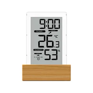 Orologio da scrivania digitale, orologio muto intelligente, calendario della temperatura del display, sveglia in legno leggero snooze, vendita calda di fabbrica