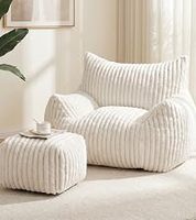 Fauteuil pouf en peluche douce avec rembourrage en mousse à mémoire de forme, design moderne pour adultes et enfants - Un siège avec accoudoirs pour salon
