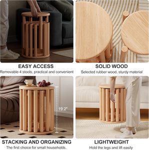 Bar <strong>Stools</strong> Set of 4 Wooden Stackable <strong>Stools</strong> 18 Inch <strong>Stool</strong> Classroom for Dining Room Bedroom Living Room(Natural) - Product Image 5