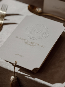 Cerimonia nuziale e ricevimento di lusso elegante carta di cotone fatta a mano stampa carte <span class=keywords><strong>Menu</strong></span> di nozze con nappa - Product Image 6