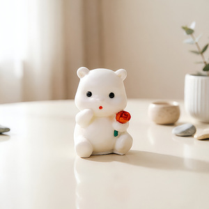 Stampo in Silicone a Forma di Orsetto Carino con Rosa <span class=keywords><strong>per</strong></span> <span class=keywords><strong>Torte</strong></span>, Candele Aromaterapiche e Gesso, Stampo Singolo <span class=keywords><strong>per</strong></span> Fondente - Product Image 1