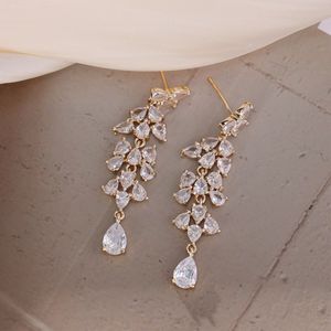 Nouvelles boucles d'oreilles en pierre naturelle zircon incrustées de diamants, motif fleur et feuille, style baroque <span class=keywords><strong>palais</strong></span>, polyvalentes et artistiques - Product Image 4