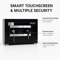 Coffre-fort électronique mural JYB avec serrure à code numérique et écran tactile, sécurité renforcée avec clé d'urgence