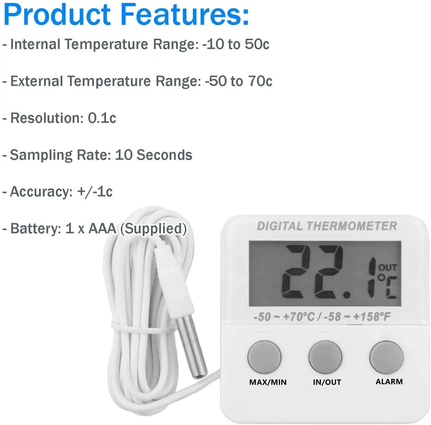 industrial freezer thermometer household fridge thermometer with temperature alarm and max min thermometer