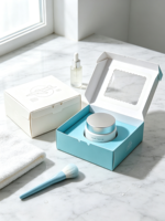 Boîte en papier à fenêtre rabattable personnalisée pour l'emballage de pots cosmétiques