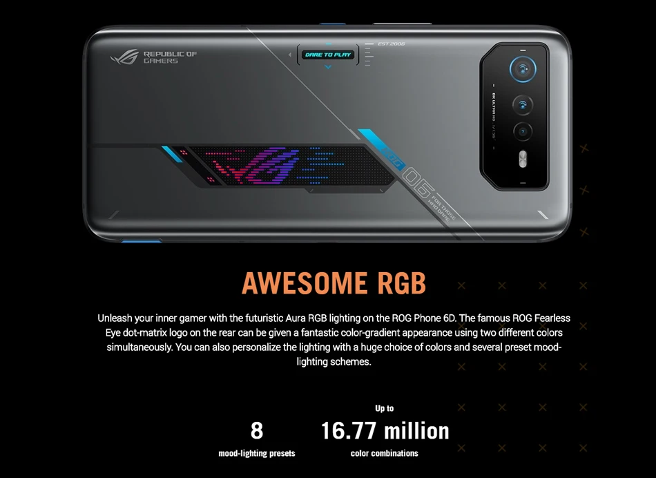 Original ROG Phone 6D Ultimate Gaming Mobile Phone 5G 6.78" 165Hz AMOLED 2448x1080 MediaTek Dimensity 9000+ 6000mAh 65W Cooler