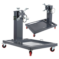 Support de réparation moteur industriel 500 kg, pivotant à 360°, avec bac de récupération d'huile, 4 roulettes, en acier à haute teneur en carbone, gris