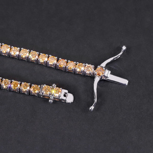 Pulsera de tenis de moissanita color champán, de plata de ley 925 que no se deslustra, joyería de moissanita VVS para mujer y <span class=keywords><strong>hombre</strong></span> - Product Image 4