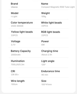 Ulanzi I-light Mini RGB Light, bâton lumineux magnétique pour photographie, lumière vidéo 2500-9000k pour Vlog <span class=keywords><strong>Youtube</strong></span> - Product Image 3