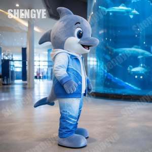 Costume de mascotte de <span class=keywords><strong>dauphin</strong></span> de 1,7/1,8/1,9 m de haut de la marque Shengye pour événements commerciaux, fêtes, carnavals et cosplay <span class=keywords><strong>adulte</strong></span> - Product Image 2