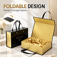 Boîtes d'emballage personnalisées pour extensions de cheveux, boîte cadeau magnétique pliable avec poignée, doublure en soie et lamination