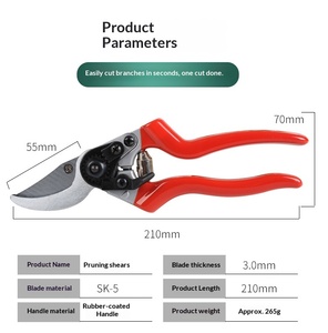 Ciseaux de jardinage à lame SK5 de 21 cm pour la cueillette des raisins, cisailles bypass pour vignobles et fleurs, cisailles manuelles, origine Chine, prix usine - Product Image 6