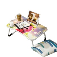 Bureau de lit pour étudiant, bureau d'étude pour enfants, petite table de lit - pliable, portable, ergonomique, durable, porte-gobelet, montage facile