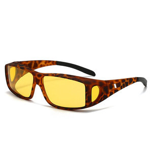 Lunettes de soleil de sport à vision nocturne, verres miroir jaunes, monture rectangulaire à bord complet, pour la conduite, unisexe, adulte - Product Image 5
