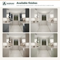 Meuble de cuisine sur mesure à finition ultra brillante, aménagement contemporain en îlot, rangement par tiroirs, livraison en kit et boîtes de rangement en MDF