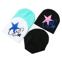 Gorro de punto para exteriores de invierno Unisex, gorro de estrella Jacquard, gorro de esquí para montar en lana para hombres para la playa y los viajes