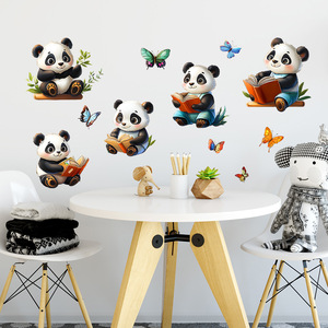 Escuela aula decoración extraíble dibujos animados Panda lectura niños pared calcomanías - Product Image 6