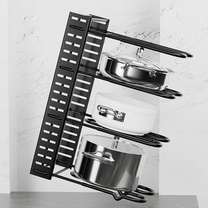 Support de rangement multi-niveaux réglable en fer pour couvercles de casseroles, robuste, pour cuisine, organisateur de couvercles et poêles, support d'armoire - Product Image 2
