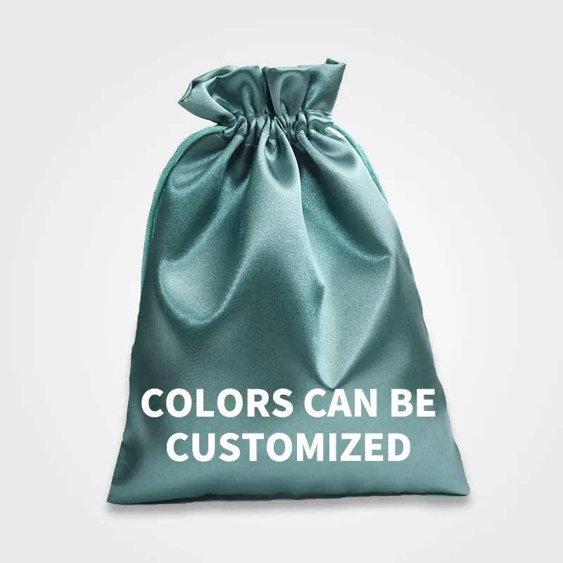 Ambalaj için özel renk Logo yastık kılıfı ambalaj saten toz kılıfı ipli saten çanta