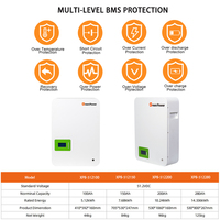 Batterie lithium-ion murale 200Ah Batterie Lifepo4 10Kwh pour la maison avec port de communication CAN Connexion au réseau hybride