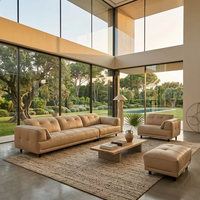 Ensemble de canapés en cuir sectionnels luxueux et confortables, design minimaliste contemporain, fonction extensible, pieds en acier inoxydable, salon