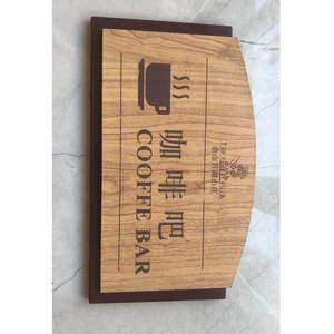 ป้ายติดผนังไม้ร้านกาแฟแบบมีกรอบสไตล์ชนบทสำหรับโรงแรมและร้านอาหารวัสดุทองเหลืองแท้ลายแนวนอน - Product Image 2