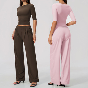<span class=keywords><strong>Heidi</strong></span> – Leggings larges unis pour femmes, en nylon et élasthanne, 2 pièces, séchage rapide, pour course à pied, entraînement, tenue de sport, gym, yoga - Product Image 6