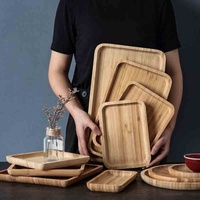 Groothandel op maat gemaakte bamboe houten INS-stijl serveerbladen rechthoekig rond design voedsel fruit klassieke duurzame schaal bord camping