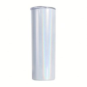 Gobelet isotherme droit et fin de 20 oz (600 ml) en acier inoxydable à double paroi, avec peinture à paillettes arc-en-ciel - Product Image 5