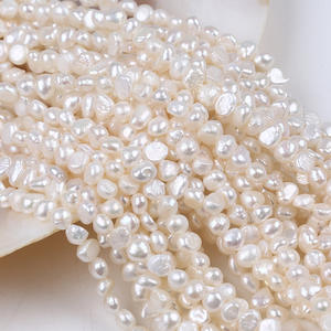 Perles d'eau douce naturelles de forme baroque de 5 à 6 mm, de couleur rose, avec un trou horizontal à double face, perles DIY dispersées - Product Image 3