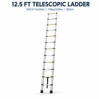 Échelle télescopique en aluminium 12,5 pieds (3,8 m) EN131, portable, pliable, multi-usage, robuste, capacité 150 kg