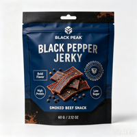 Sachets refermables à fond plat avec logo personnalisé, de qualité alimentaire, pour l'emballage de viande de bœuf, de poulet, de viande séchée, de biscuits et de snacks