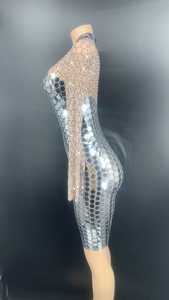 مصمم الملابس بالجملة الصين السماء الأزرق لامعة الكريستال شرابة مثير فساتين النساء النادي الليلي حفلة موسيقية أزياء رقص الأداء - Product Image 2