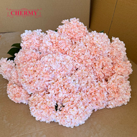 Bunga Hydrangea Sutra Gradasi Hangat DC208, Tangkai Tunggal, Kepala Besar, Bunga Hydrangea Buatan untuk Dekorasi Pernikahan & Rumah