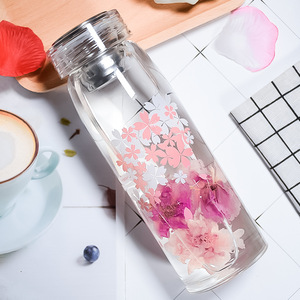 Infuseur à thé en Borosilicate Portable sans BPA, Design personnalisé, bouteille d'<span class=keywords><strong>eau</strong></span> en verre avec filtre, vente en gros, écologique, sport, ml - Product Image 5