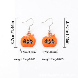 Halloween Pumpkin Earrings Orange Jack O <b>Lantern</b> Shape Stainless Steel Hook Non Toxic Party Jewelry - Product Image 2