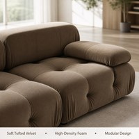 Ensemble de canapés modulaires en velours, style italien, capitonnés, pour salon, avec ottoman, confort en mousse dense
