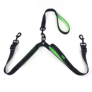 Senza groviglio doppio guinzaglio regolabile doppio piombo cinghie riflettenti guinzaglio resistente per due cani - Product Image 1