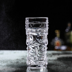 Vente en gros de tasses en verre à cocktail Tiki personnalisées sans plomb pour boissons et vin Tasses Tiki de bar Grimace Livraison directe - Product Image 2