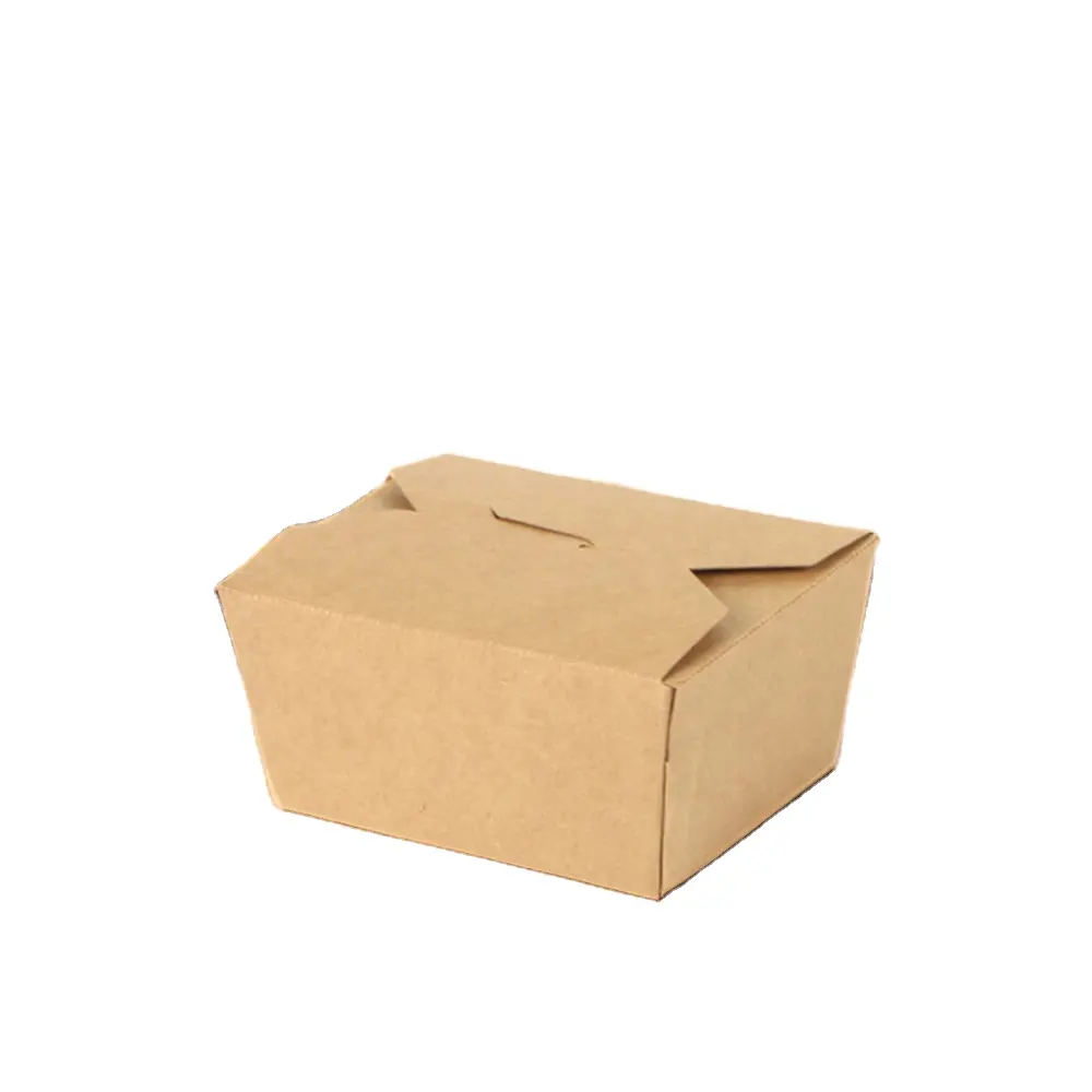 1 # Boîte de papier kraft jetable Laminage mat Emballage de bento personnalisé Emballage à emporter à usage alimentaire Sushi Cookie Salade de fruits Feuille frite