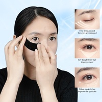 Patchs Hydrogel au Collagène de Boue Noire des Profondeurs Marines Anti-Rides, Anti-Cernes, Raffermissants, Éclaircissants, à l'Algues et au Thé Vert, Masque Végétalien pour les Yeux