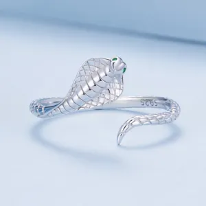 Jilina 925 Sterling Silver Cobra Opening Ring Lively Snake Adjustable Ring For Women Party Pave Setting CZ Fine Jewelry BSR395
