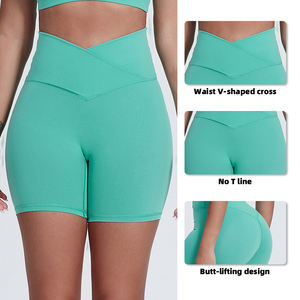 Nouveaux pantalons de yoga pour femmes, taille haute, effet push-up, respirants, sans ligne de couture, <span class=keywords><strong>short</strong></span> de fitness à taille croisée - Product Image 3